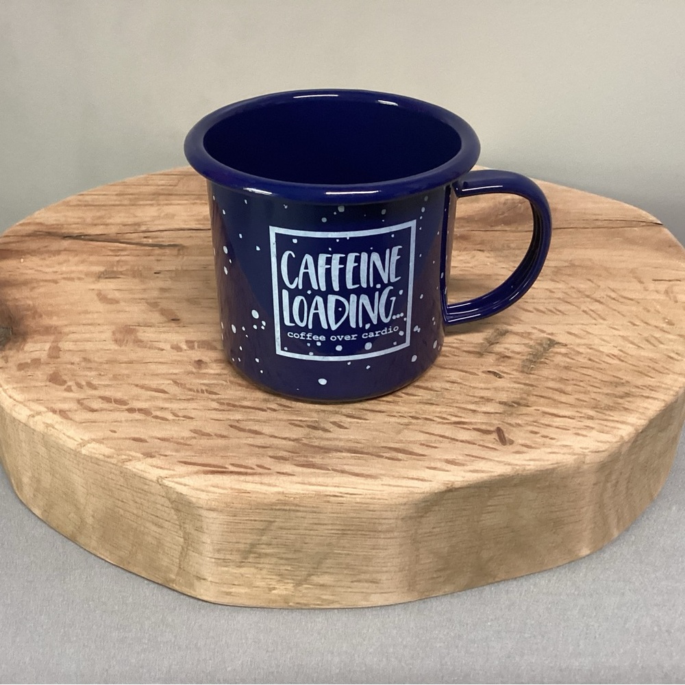 “2/$10” - Caffeine Loading ….. Metal Crafted Coffee Cup - Excellent Condition